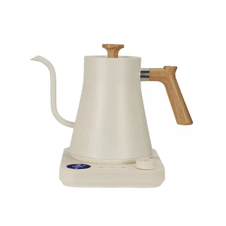 Yozcoffee Elektrische zwanenhalsketel 0,9 l 304 roestvrij staal temperatuurregeling zwart/wit