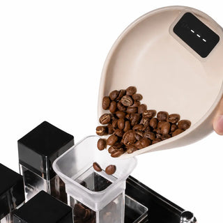 Yozcoffee Koffiebonenweegschaal Mini Digitaal Doseerapparaat Beige/Zwart – bonen schenken beige