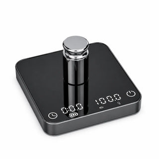 Espresso- en pour-overkoffieweegschaal met timer – 0,1 g, 2 kg, USB-C – demo van gelegeerd digitaal gewicht