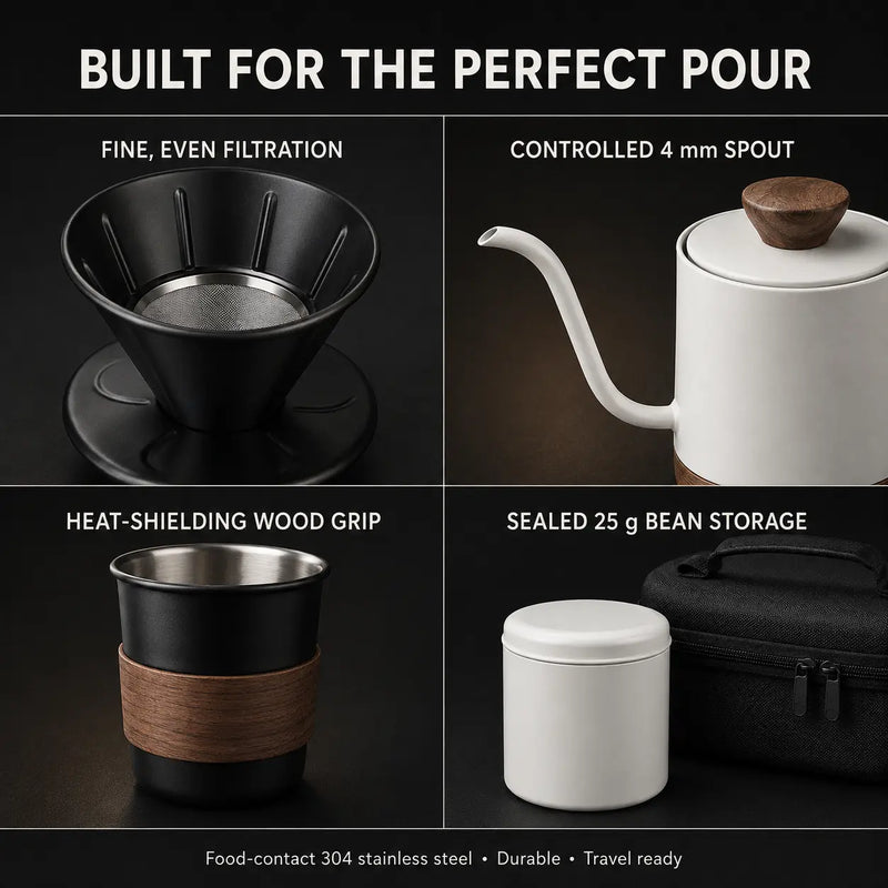 Reiskoffieset verpakt in een EVA-draagtas – productweergave 6