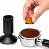 Yozcoffee Espresso Tamper WDT Verdeler 53mm 2-in-1 RVS Zwart