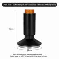 Yozcoffee Espresso Tamper WDT Verdeler 53 mm 2-in-1 roestvrij staal Zwart – afmetingen schroefdraadbasis