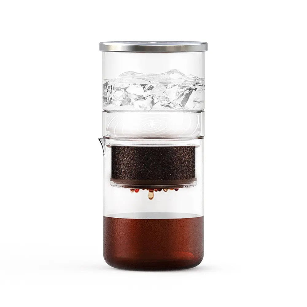 Yozcoffee Cold Brew Maker 300 ml glas Ice Drip Slow Drip transparant – gevuld