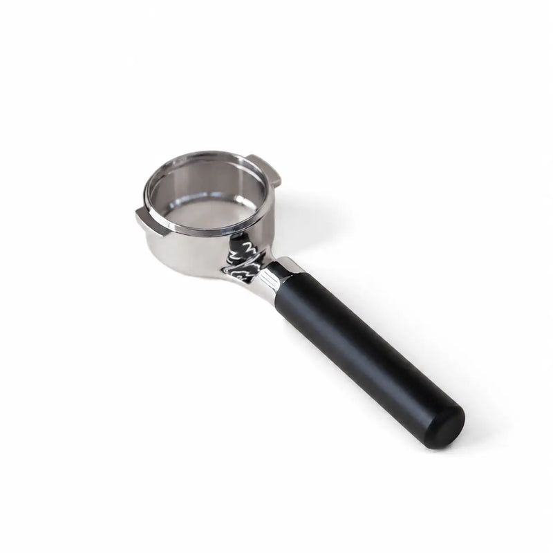 Yozcoffee Bodemloze portafilter 58 mm E61 316 roestvrij staal walnoot/zwart – zwart handvat volledig