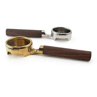 Yozcoffee E61 Bodemloze portafilter 58 mm walnoothouten handvat goud/zilver – goud-zilver kleuropties