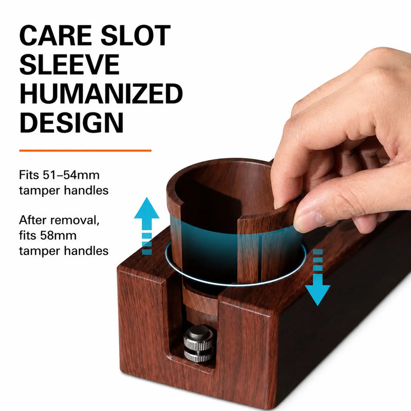 Yozcoffee Espresso Tamper Stand 51-58mm ABS Houtnerf Organizer – verstelbare hoes