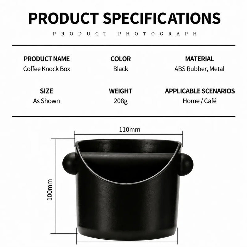 Compacte koffieklopbox – 0,45 l, verwijderbare klopstang – specificaties infographic