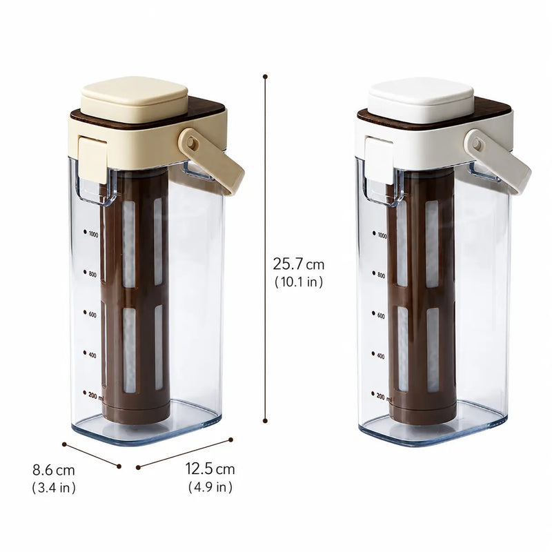 Yozcoffee Cold Brew koffiekan 1000 ml BPA-Free filter abrikoos/wit – maat abrikoos