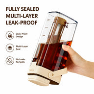 Yozcoffee Cold Brew koffiekan 1000 ml BPA-Free filter abrikoos/wit – lekvrij
