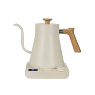 Yozcoffee Elektrische zwanenhalsketel 0,9 l 304 roestvrij staal temperatuurregeling zwart/wit