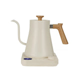 Yozcoffee Elektrische zwanenhalsketel 0,9 l 304 roestvrij staal temperatuurregeling zwart/wit