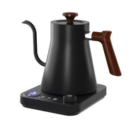 Yozcoffee elektrische zwanenhalsketel 0,9 l 304 roestvrij staal temperatuurregeling zwart/wit – zwarte voorkant