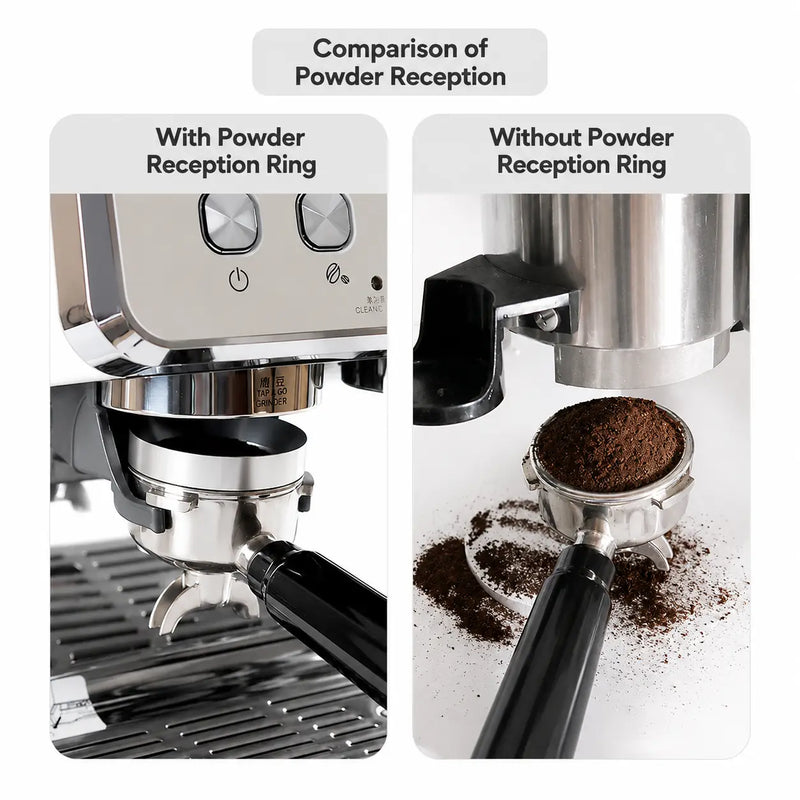 Yozcoffee Espresso-doseertrechter 51/53/58 mm Magnetisch roestvrij staal Zilver – vergelijking van morsreductie