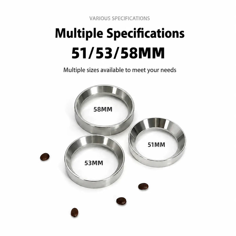 Yozcoffee Espresso-doseertrechter 51/53/58 mm magnetisch roestvrij staal zilver – drie maten