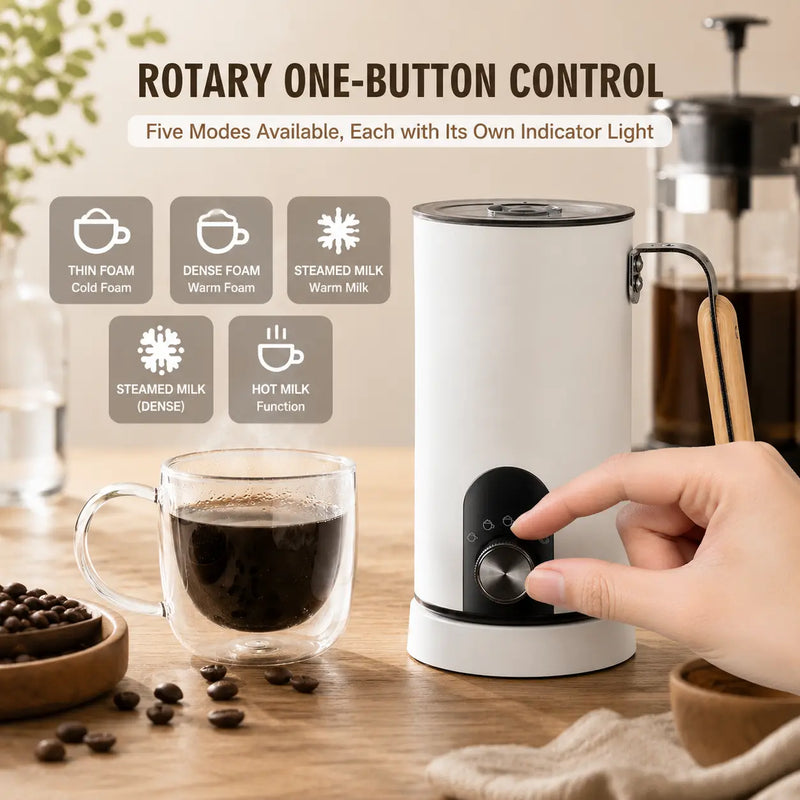 One-touch-knop met vijf standen op de automatische melkopschuimer