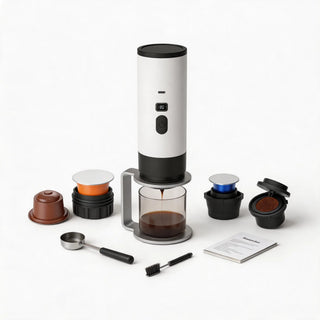 Draagbare espressomachine – Capsules en gemalen koffie, USB-C – volledige instellingen