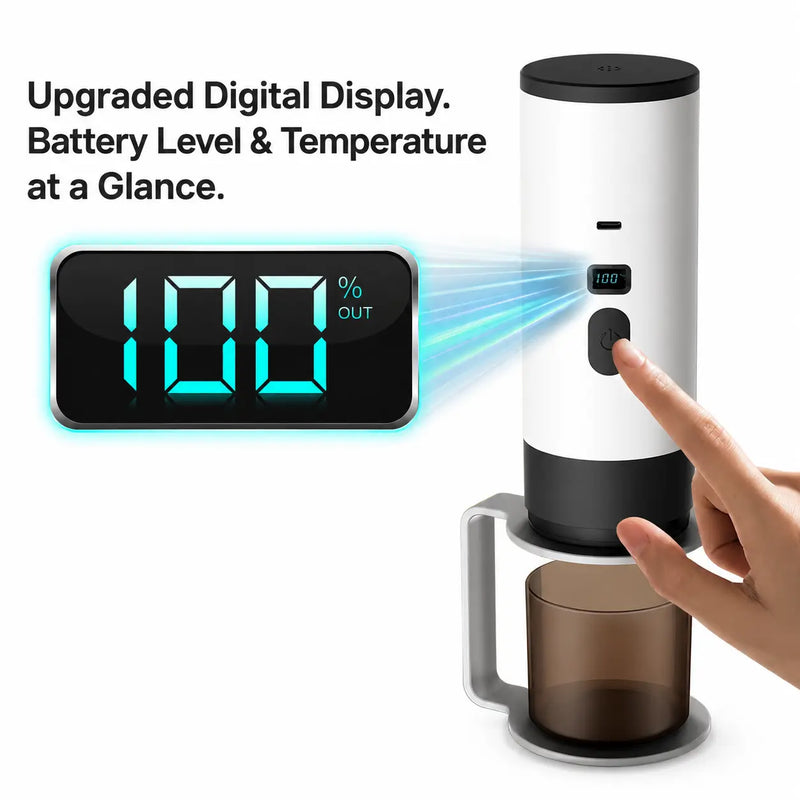 Draagbare espressomachine – capsules en gemalen koffie, USB-C – digitaal display