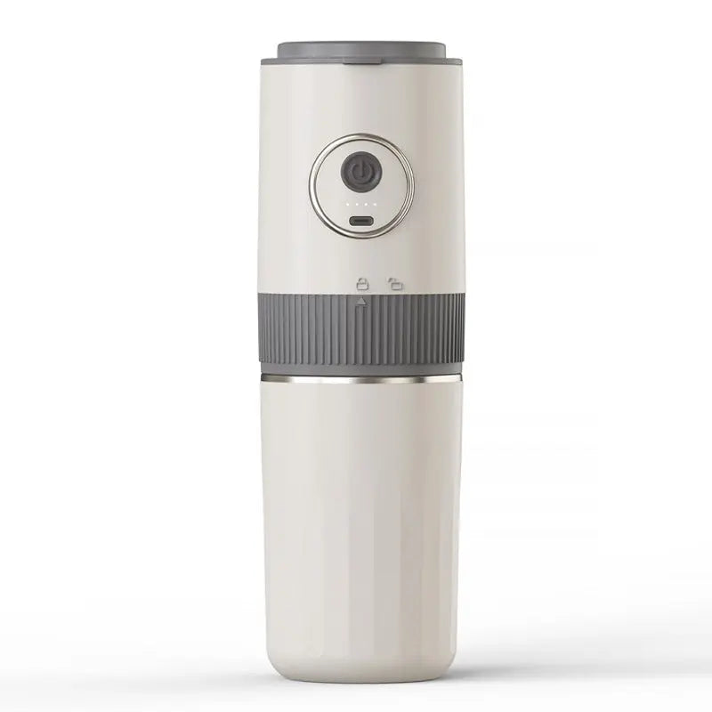 4-in-1 draagbare elektrische koffiemolen en koffiezetter in wit