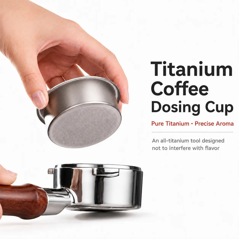 Yozcoffee Espressofiltermand 58 mm 18 g puur titanium – filterdragerpassing