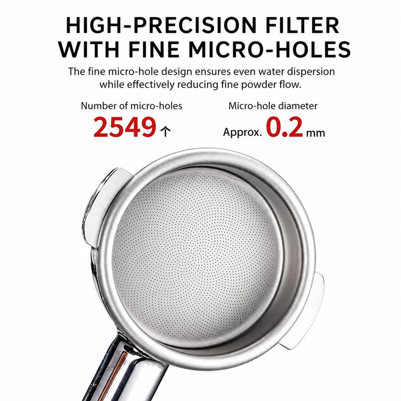 Yozcoffee Espressofiltermand 58 mm 18 g puur titanium – microgaten