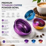 Yozcoffee Titanium espressodoseerbeker Pure titanium poederkom Iriserend – premium lifestyle-opstelling