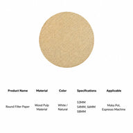 Yozcoffee Moka Pot Koffiefilterpapier 53-58mm Houtpulp 100-Pack – specificatiekaart