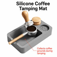 Yozcoffee Espresso-aanstampingsmat Siliconen tamperstandaard Koffiebar Zwart/grijs – grijze portafilter-tamper