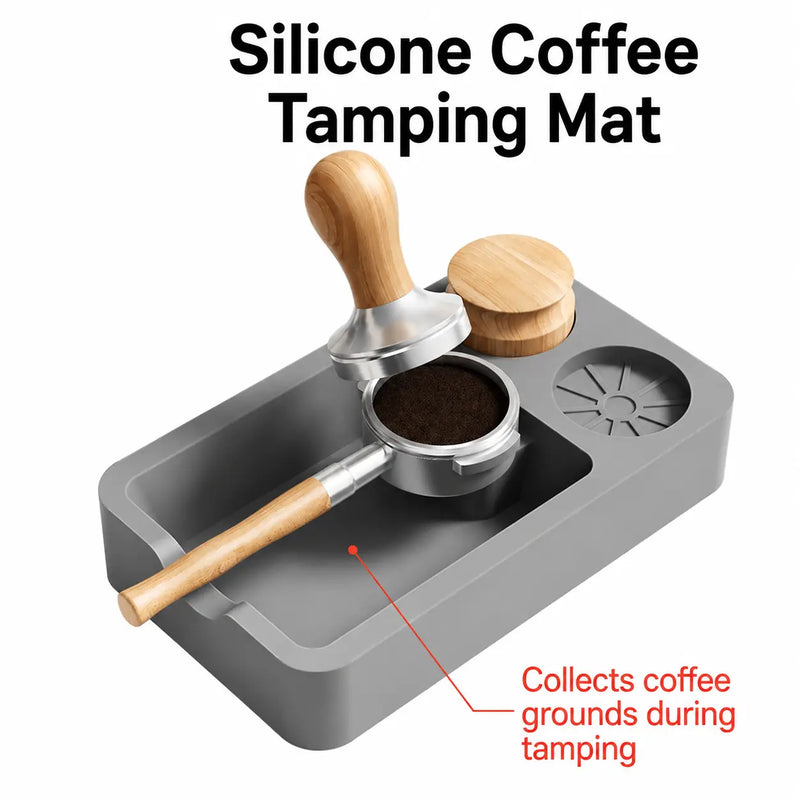 Yozcoffee Espresso-aanstampingsmat Siliconen tamperstandaard Koffiebar Zwart/grijs – grijze portafilter-tamper