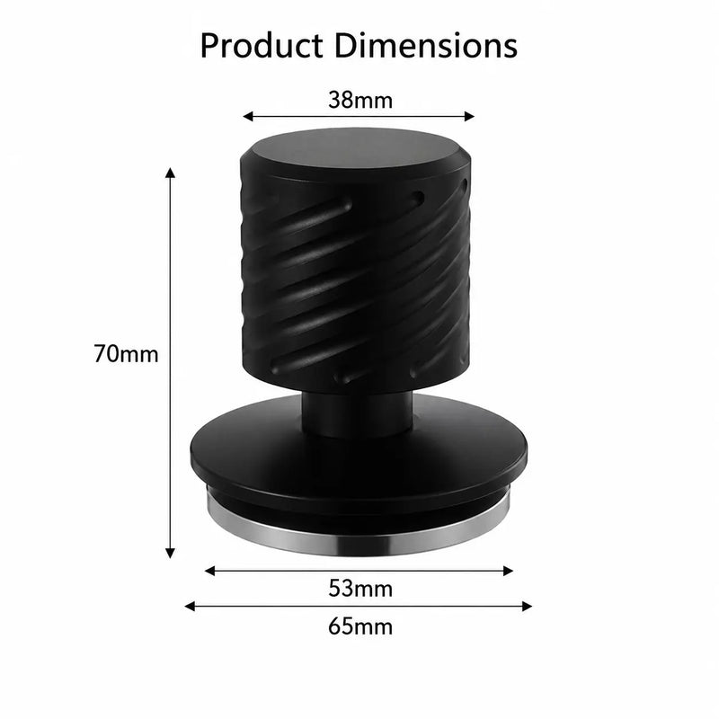 Yozcoffee Espresso-tamper met veerwerking, 51/53/58 mm – grafische afmetingen