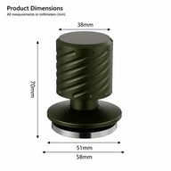 Yozcoffee Espresso-tamper met veerwerking, 51/53/58 mm – specificatiekaart