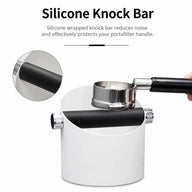 Yozcoffee Espressoklopbox RVS Siliconenstaafje Zilver/Zwart – detail