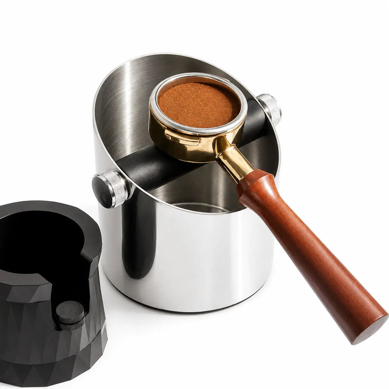 Yozcoffee Espresso Klopbox RVS Siliconen Bar Zilver/Zwart – zilver portafilter