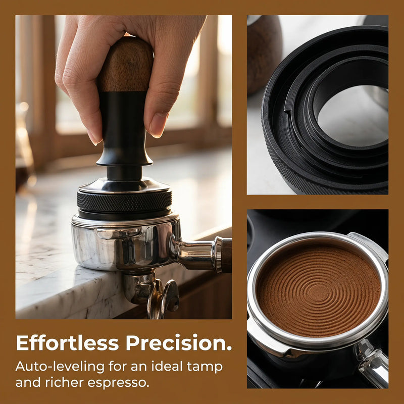 Yozcoffee Espresso Tamper 51/53/58 mm Walnoothout Constante kracht – 58 mm afwisselende hoek volledig