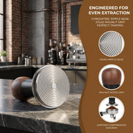 Yozcoffee Espresso Tamper 51/53/58mm Walnoothout Constante kracht – close-up afwerking van de belangrijkste componenten