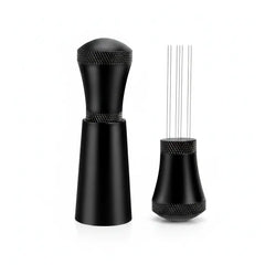 Yozcoffee WDT Espressodistributietool 7-naalds aluminiumlegering zilver/zwart