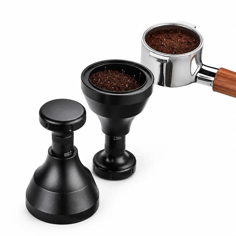 Yozcoffee WDT Espressoverdeler 51/53/58mm RVS Naaldgereedschap Zwart – verstelbare grond demo