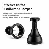 Yozcoffee WDT Espressoverdeler 51/53/58mm RVS Naaldgereedschap Zwart – verstelbare zwarte voorzijde