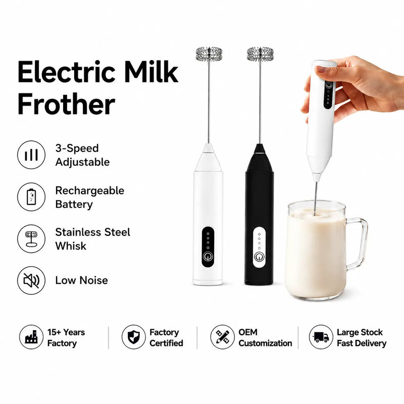 Yozcoffee Oplaadbare elektrische melkopschuimer, garde met 3 snelheden – kenmerken